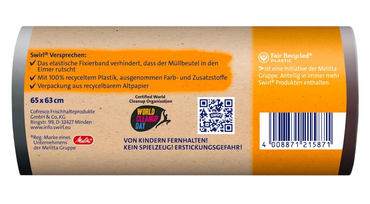 Müllbeutel 35 L mit Zugband, 100 % Recyclingmaterial, 10er-Pack