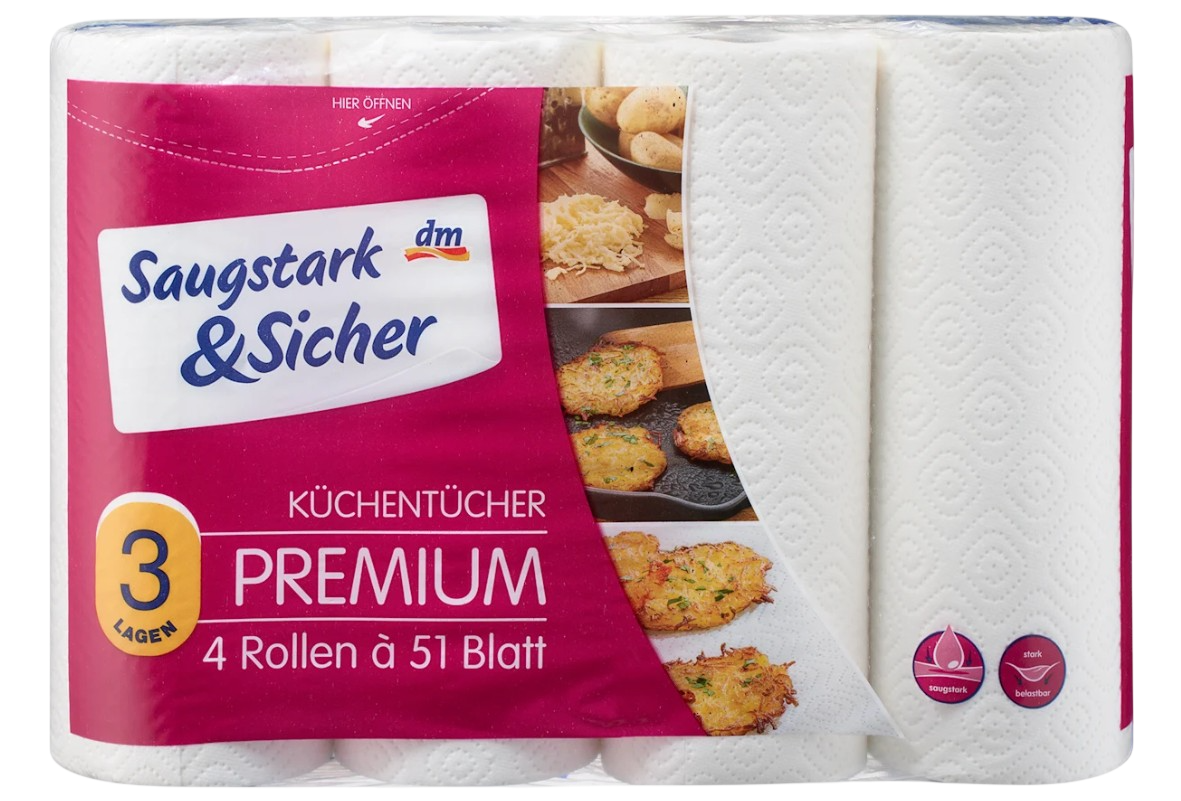 Premium-Küchenrollen, 3-lagig, 4×51 Blatt
