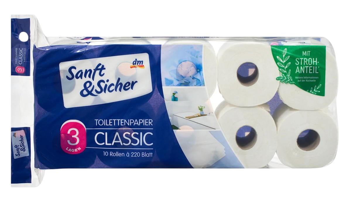 Stroh-Toilettenpapier, 3-lagig, 10×220 Blatt