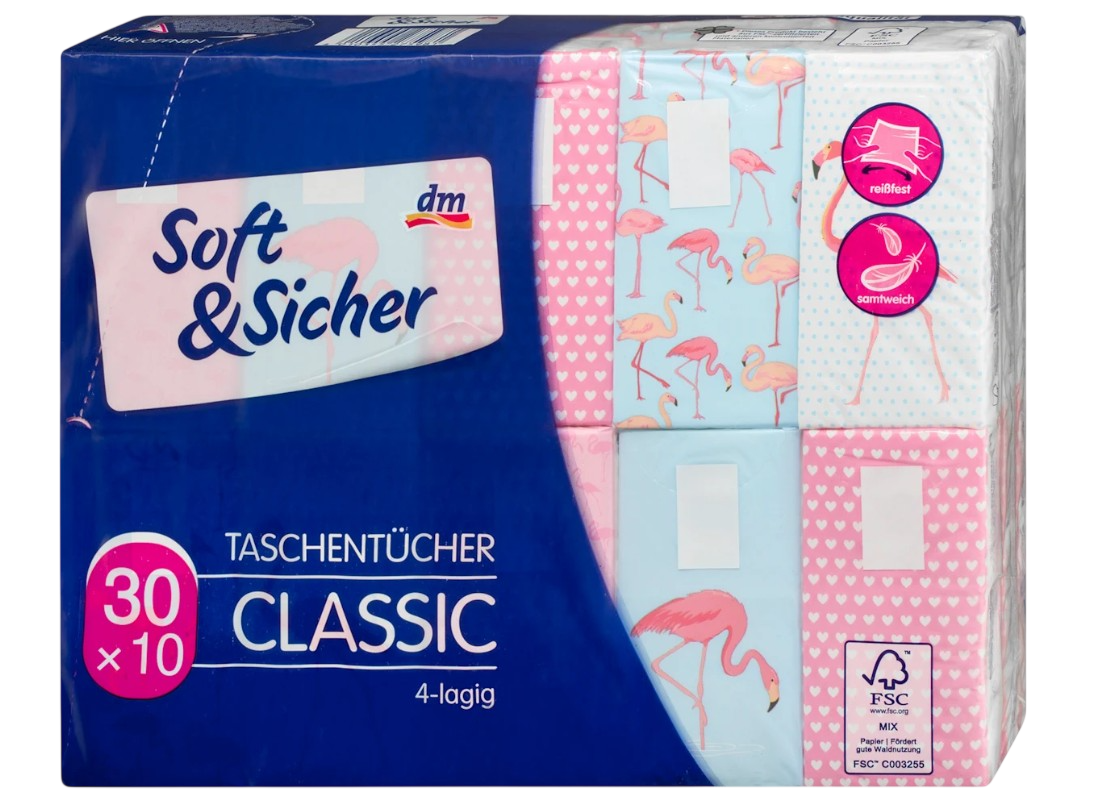 Classic Design Taschentücher, 4-lagig, 30×10 Stück