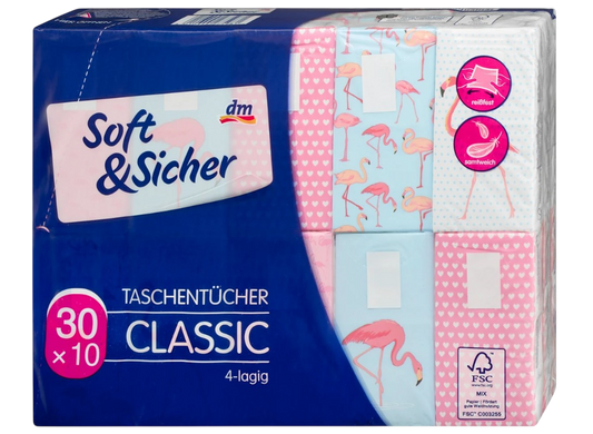 Classic Design Taschentücher, 4-lagig, 30×10 Stück