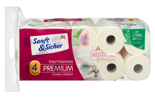 Premium-Toilettenpapier, 4-lagig, 20 Rollen à 200 Blatt