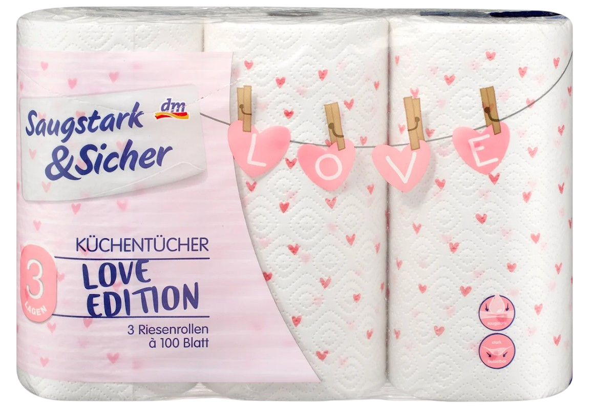 Saugstarkes Küchenpapier, 3-lagig, Design, 3×100 Blatt