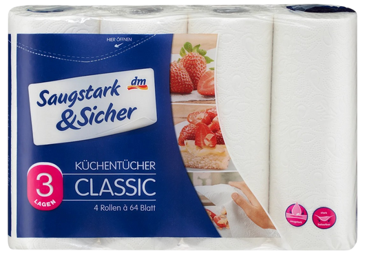 Küchentücher Classic, 3-lagig, 4 Rollen à 64 Blatt